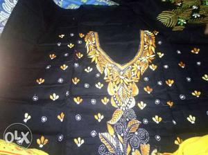 Black And Yellow Traditional Dress kurti pis for sell whole