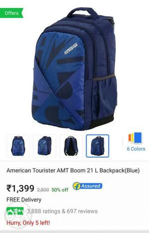 Blue And Black American Tourister Hiking Backpack Screenshot