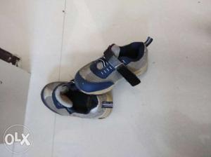 Blue-and-gray Velcro Strap Shoes