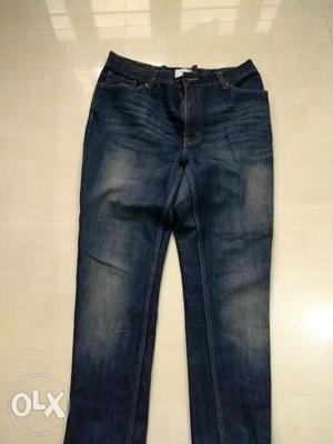 Blue denim jeans, high waist 34size