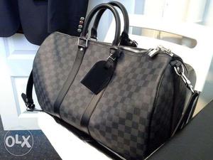 Damier Ebene Louis Vuitton Leather Tote Bag