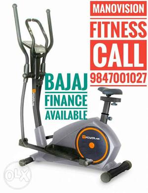 Gray And Black Elliptical Trainer With Text Overlay