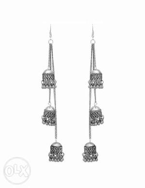Kashmir Jhumki and 4step Circular Ring earrings