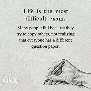 Life Is The Most Difficult Exam Text