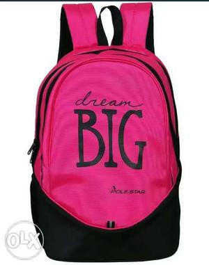 Pink And Black Dream Big Backpack