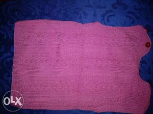 Pink Knit Crew-neck Vest