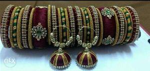 Silk thread bangles set without jhumka