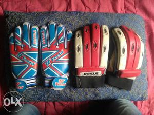 Two Pairs Blue And Red Gloves