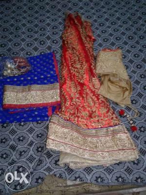 Women's Red, Gold, And Blue Traditional Dress