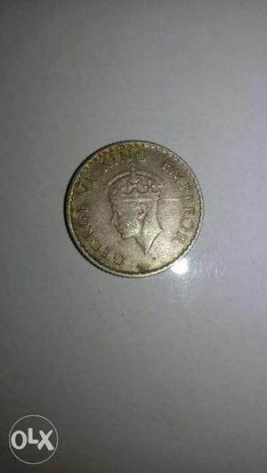 1/4 rupee silver indian antique coin of  George vi under
