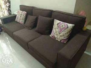 3-seat Sofa, Brown fabric color, internal wooden base, with