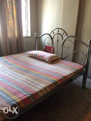 6 Month Old Steel double Bed and doctor recommended Mattress