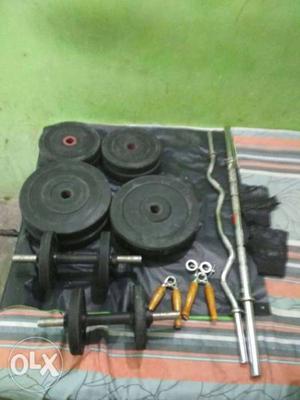 Black Dumbbell And Plates