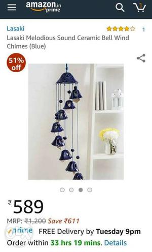 Brand new 8 pieces handmade ceramic wind chime at