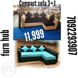 Brand new compact 3+1 sofa set with different