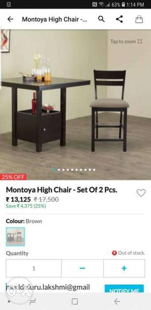 Brown wooden high chair from Homecentre
