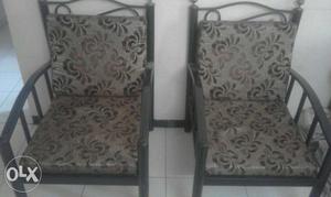 Gray And Black Floral Padded Armchair