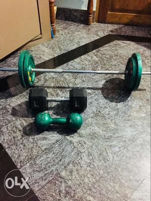 Green And Black Steel Barbell