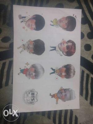 Its A peel and Stick Sticker sheet of Kpop Band