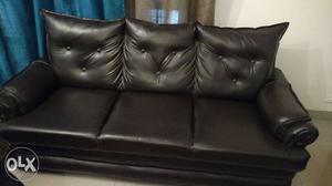 Leatherette dark brown 3+2 sofa set