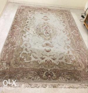 Persian machine Brown And White Floral carpet