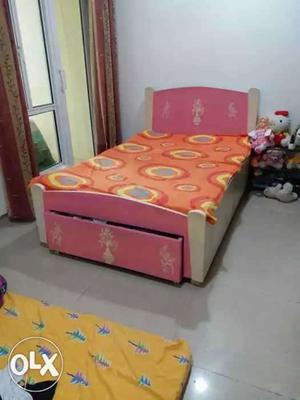 Pink Color 4 × 6 Bed with storage and matress(Gaur City1)