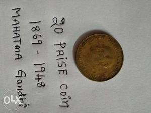  Round Brown 20 Paise Mahatma Gandhi Coin