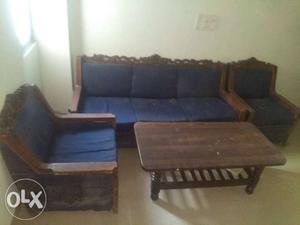 Sagvan wooden sofa set with new table urgently sell