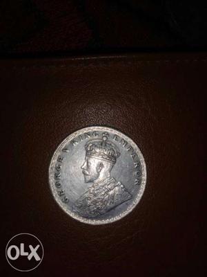 Silver 1 rupee coin of 