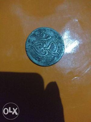Silver coin with Art of om, Goddess Laxmi and