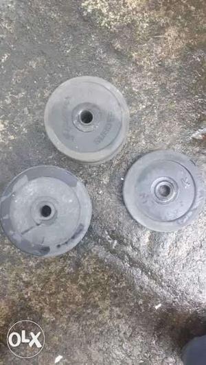 Used rubber weights with a long rod,total 30 kg