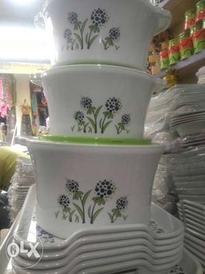 White Floral Ceramic Pots