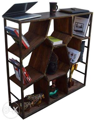 Wooden and iron bookcase