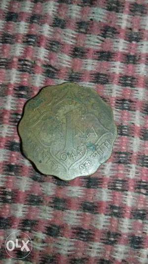 1 Anna gold colour coin since  George king