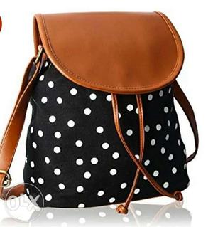 Black And Brown Polka-dot Backpack