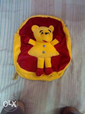 Kid's Maroon And Yellow Backpack