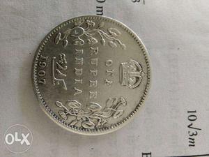 Original silver coin (one rupee) year  old
