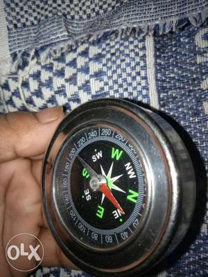 Round Black And Green Chronograph Watch With Black Strap