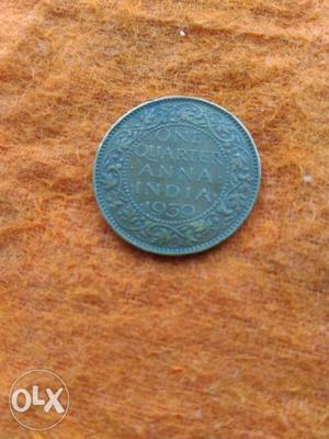 Round Brown One Quarter Indian Anna Coin