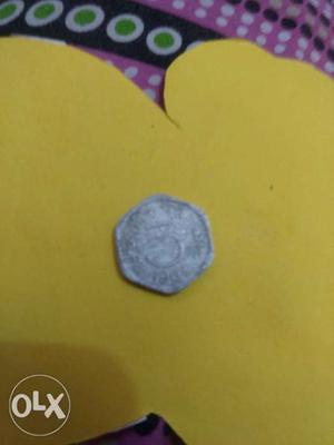 Silver-colored 3 Indian Piase Coin