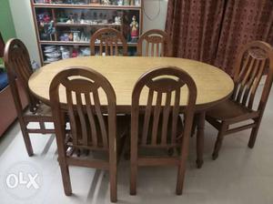8 years old tick wood six seater dinning table