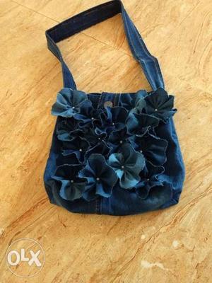 Black And Blue Floral Tote Bag