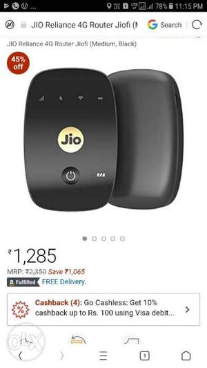 Black Jio Reliance 4G Router Screenshot