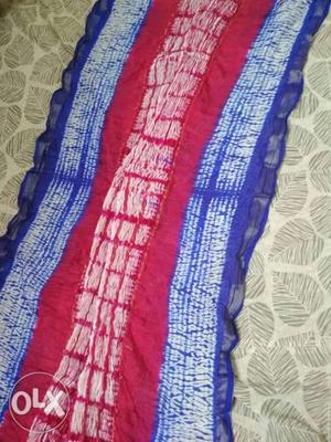 Blue And Red Knit Textile