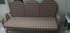 Cane 3+2 Sofa set with cushions and cover.Pls call between