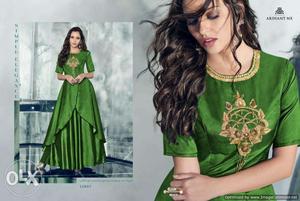 Embroidery worked fancy designer long kurtis