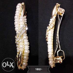 Gold-colored And White Hair Pin Collage