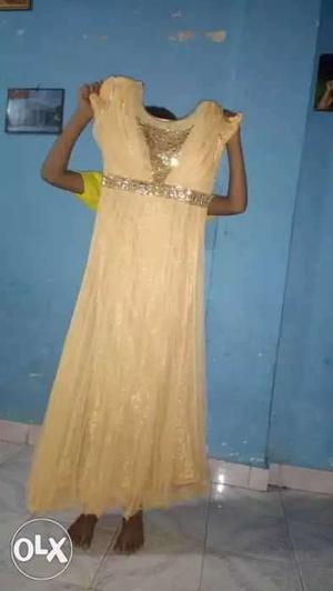 Long net gown with dupatta