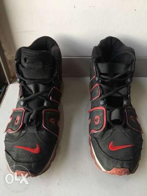 Pair Of Black-and-red Nike Air Shoes