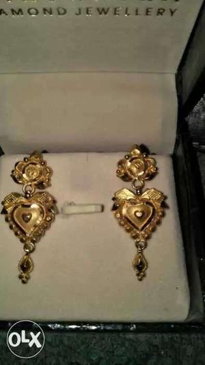 Pair Of Gold-colored Heart Dangle Earrings